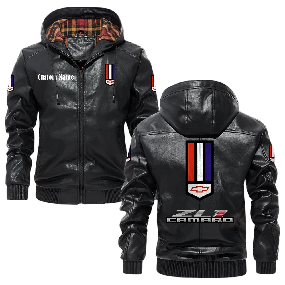 Camaro ZL1 Exclusive Logo Hooded Jacket PU Leather x Durable Windproof Warm Soft Checkered Lining, Custom Name HG040425Y47JHLCT1CHC Camaro ZL1 Exclusive Logo Hooded Jacket PU Leather x Durable Windproof Warm Soft Checkered Lining, Custom Name HG040425Y47JHLCT1CHC