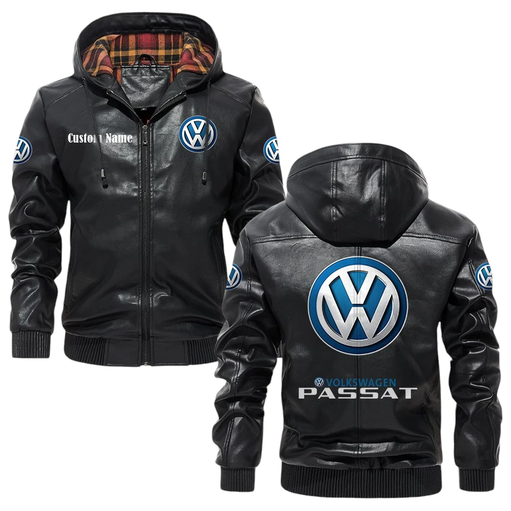 Volkswagen Passat Exclusive Logo Hooded Jacket PU Leather x Durable Windproof Warm Soft Checkered Lining, Custom Name HG040425Y47JHLCT5VOL Volkswagen Passat Exclusive Logo Hooded Jacket PU Leather x Durable Windproof Warm Soft Checkered Lining, Custom Name HG040425Y47JHLCT5VOL