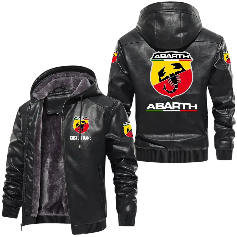 Abarth PU Leather Hooded Jacket, Mens Durable Windproof Keep Warm Soft Velvet Lined Jacket, Custom Name HG280225Y24LJHABA Abarth PU Leather Hooded Jacket, Mens Durable Windproof Keep Warm Soft Velvet Lined Jacket, Custom Name HG280225Y24LJHABA