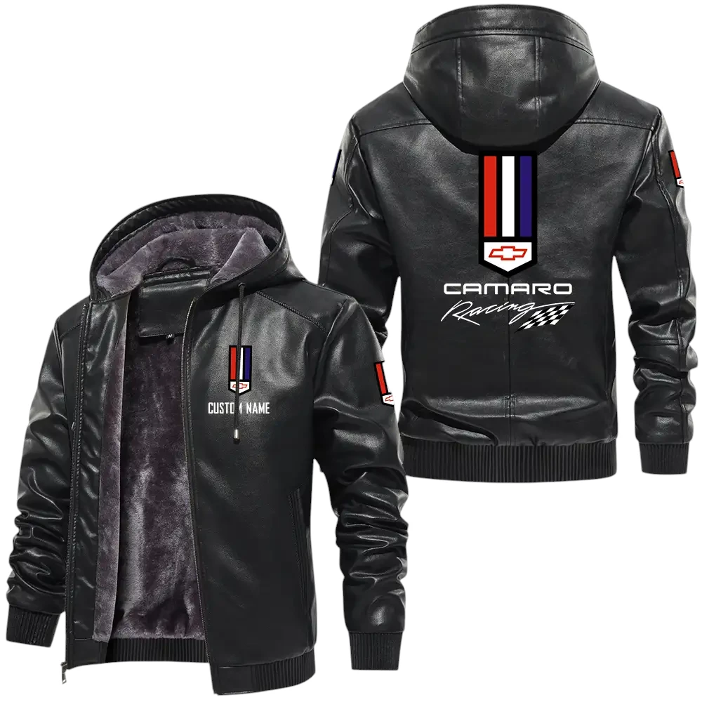 Camaro racing PU Leather Hooded Jacket, Mens Durable Windproof Keep Warm Soft Velvet Lined Jacket, Custom Name HG030325Y24LJH1CAR Camaro racing PU Leather Hooded Jacket, Mens Durable Windproof Keep Warm Soft Velvet Lined Jacket, Custom Name HG030325Y24LJH1CAR