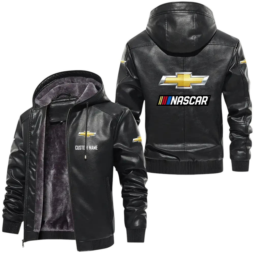 Chevy Nascar PU Leather Hooded Jacket, Mens Durable Windproof Keep Warm Soft Velvet Lined Jacket, Custom Name HG030325Y24LJH1CHN Chevy Nascar PU Leather Hooded Jacket, Mens Durable Windproof Keep Warm Soft Velvet Lined Jacket, Custom Name HG030325Y24LJH1CHN