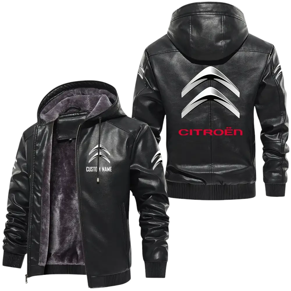 Citroen PU Leather Hooded Jacket, Mens Durable Windproof Keep Warm Soft Velvet Lined Jacket, Custom Name HG030325Y24LJH1CIT Citroen PU Leather Hooded Jacket, Mens Durable Windproof Keep Warm Soft Velvet Lined Jacket, Custom Name HG030325Y24LJH1CIT