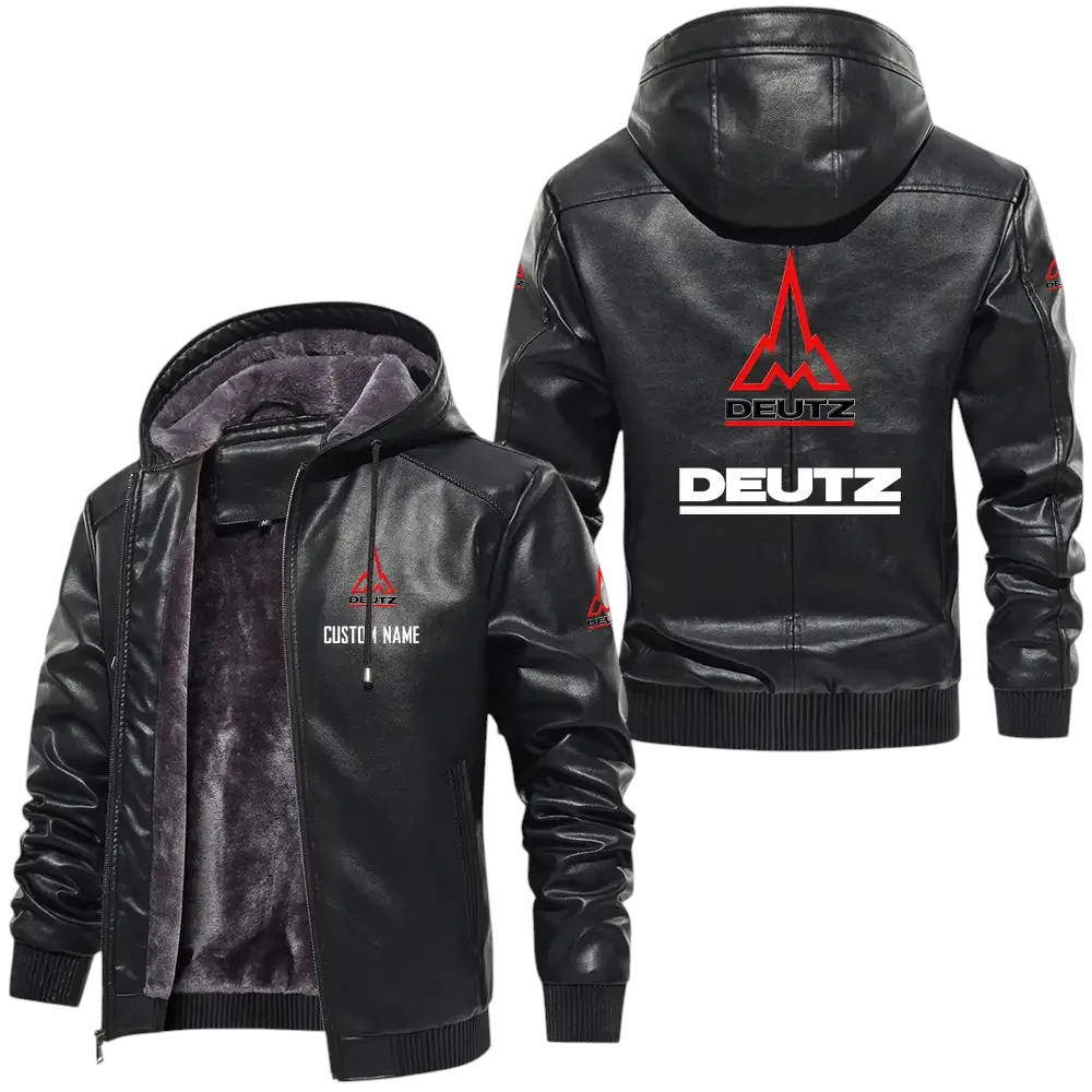 Deutz PU Leather Hooded Jacket, Mens Durable Windproof Keep Warm Soft Velvet Lined Jacket, Custom Name HG030325Y24LJH1DEU Deutz PU Leather Hooded Jacket, Mens Durable Windproof Keep Warm Soft Velvet Lined Jacket, Custom Name HG030325Y24LJH1DEU