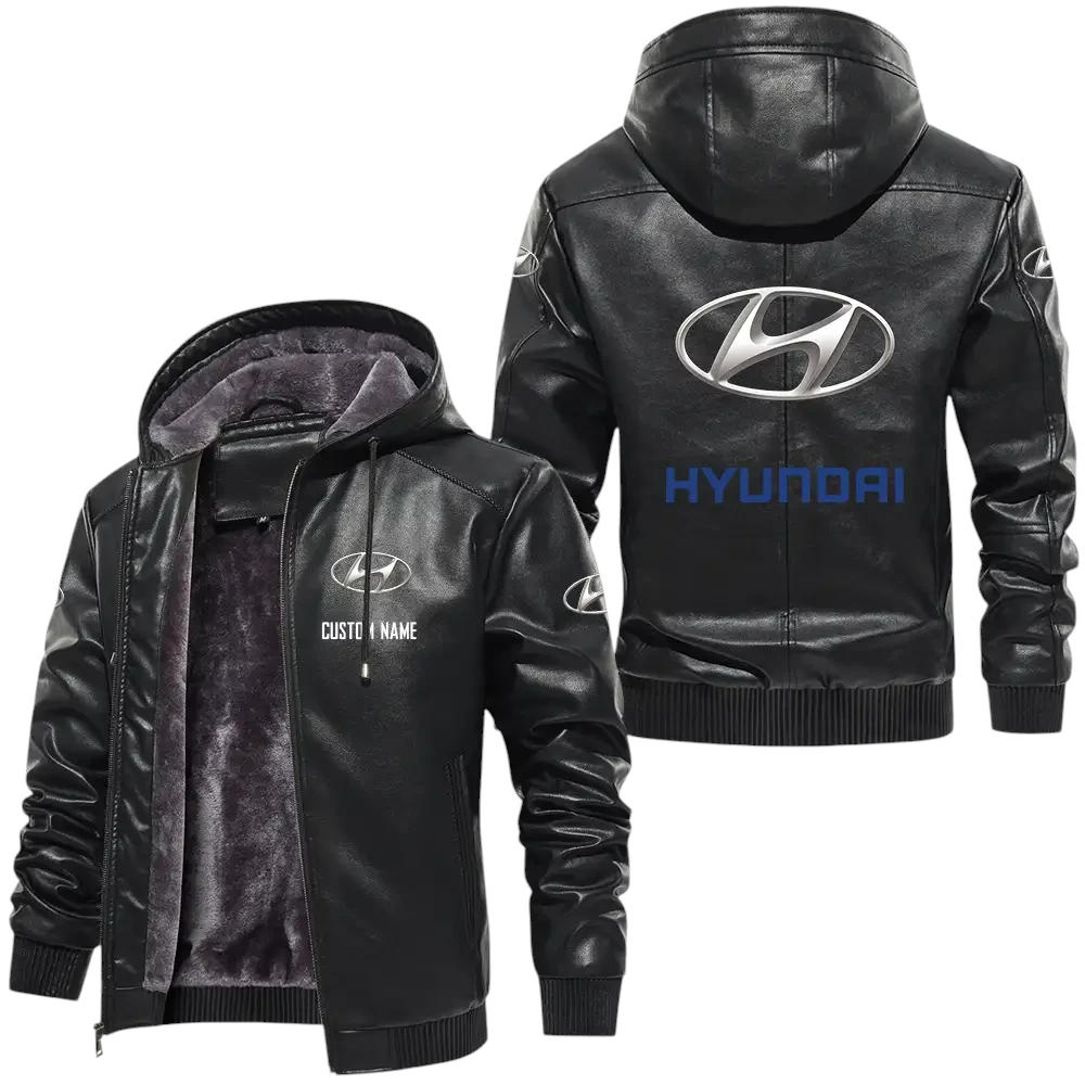 Hyundai PU Leather Hooded Jacket, Mens Durable Windproof Keep Warm Soft Velvet Lined Jacket, Custom Name HG040325Y24LJH1HYU Hyundai PU Leather Hooded Jacket, Mens Durable Windproof Keep Warm Soft Velvet Lined Jacket, Custom Name HG040325Y24LJH1HYU
