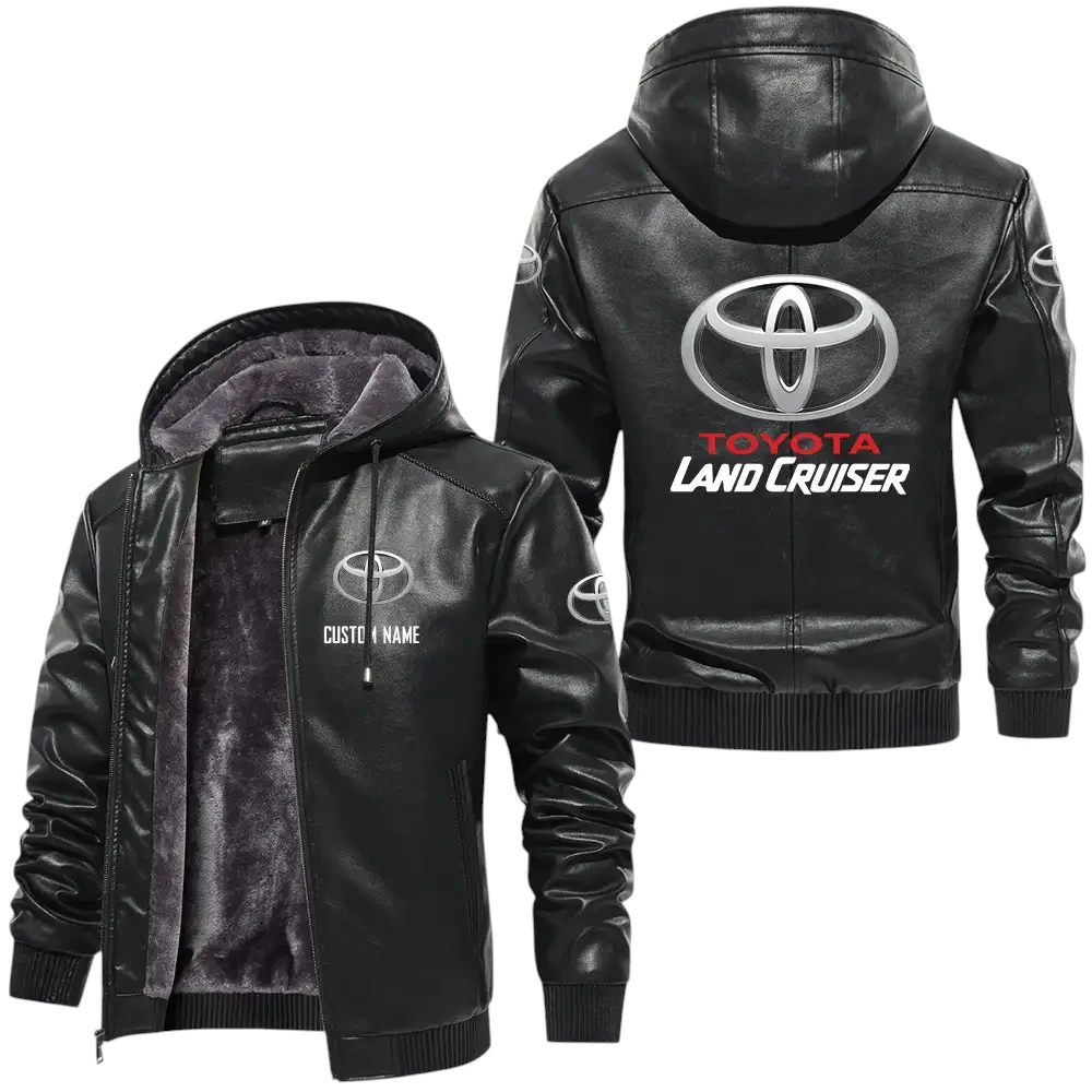 Land Cruiser PU Leather Hooded Jacket, Mens Durable Windproof Keep Warm Soft Velvet Lined Jacket, Custom Name HG040325Y24LJH1TLC Land Cruiser PU Leather Hooded Jacket, Mens Durable Windproof Keep Warm Soft Velvet Lined Jacket, Custom Name HG040325Y24LJH1TLC