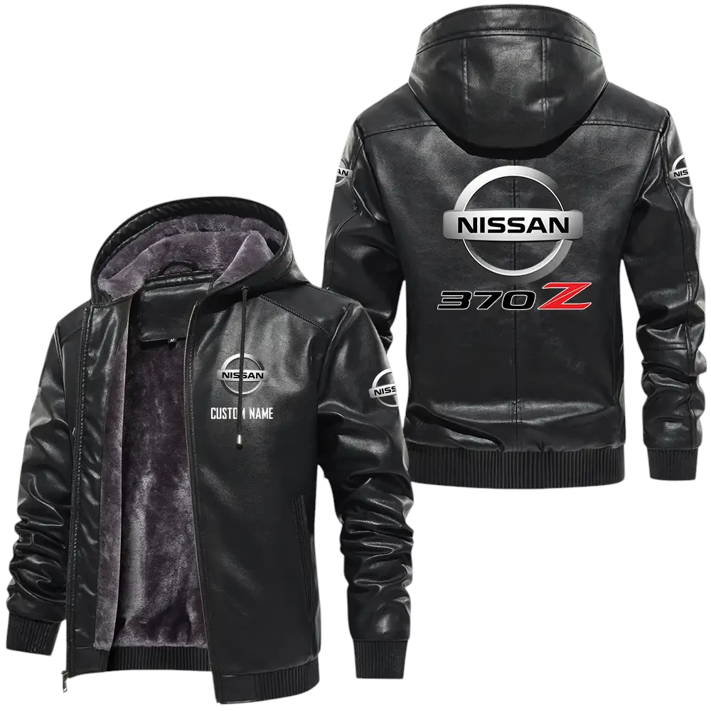Nissan 370z PU Leather Hooded Jacket, Mens Durable Windproof Keep Warm Soft Velvet Lined Jacket, Custom Name HG050325Y24LJH4NIS Nissan 370z PU Leather Hooded Jacket, Mens Durable Windproof Keep Warm Soft Velvet Lined Jacket, Custom Name HG050325Y24LJH4NIS