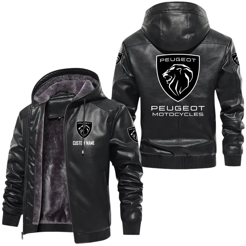 Peugeot Motorcycles PU Leather Hooded Jacket, Mens Durable Windproof Keep Warm Soft Velvet Lined Jacket, Custom Name HG050325Y24LJH2PEU Peugeot Motorcycles PU Leather Hooded Jacket, Mens Durable Windproof Keep Warm Soft Velvet Lined Jacket, Custom Name HG050325Y24LJH2PEU