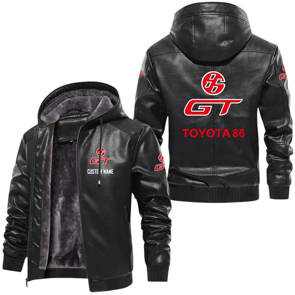 Toyota 86 PU Leather Hooded Jacket, Mens Durable Windproof Keep Warm Soft Velvet Lined Jacket, Custom Name HG060325Y24LJH1TOY Toyota 86 PU Leather Hooded Jacket, Mens Durable Windproof Keep Warm Soft Velvet Lined Jacket, Custom Name HG060325Y24LJH1TOY