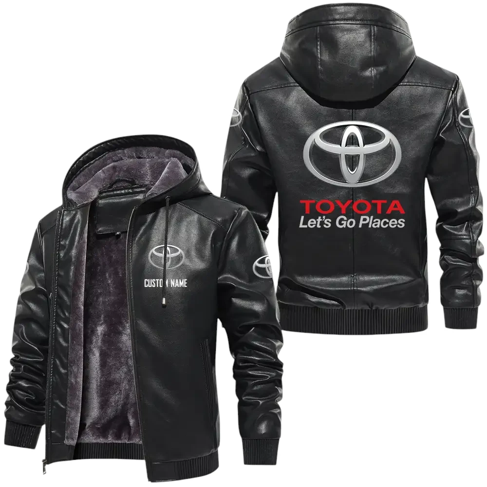 Toyota PU Leather Hooded Jacket, Mens Durable Windproof Keep Warm Soft Velvet Lined Jacket, Custom Name HG060325Y24LJH2TOY Toyota PU Leather Hooded Jacket, Mens Durable Windproof Keep Warm Soft Velvet Lined Jacket, Custom Name HG060325Y24LJH2TOY