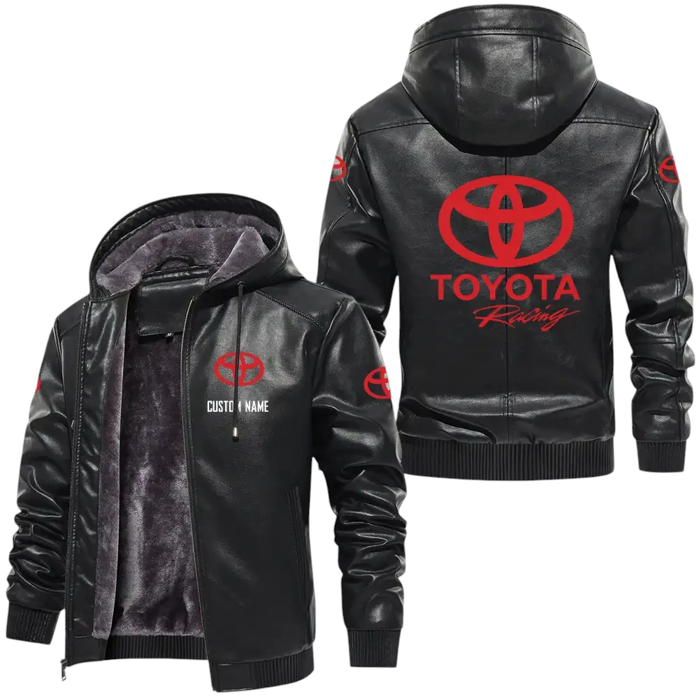 Toyota Racing PU Leather Hooded Jacket, Mens Durable Windproof Keep Warm Soft Velvet Lined Jacket, Custom Name HG060325Y24LJH1TOR Toyota Racing PU Leather Hooded Jacket, Mens Durable Windproof Keep Warm Soft Velvet Lined Jacket, Custom Name HG060325Y24LJH1TOR