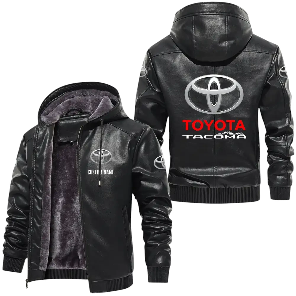Toyota Tacoma PU Leather Hooded Jacket, Mens Durable Windproof Keep Warm Soft Velvet Lined Jacket, Custom Name HG060325Y24LJH1TOT Toyota Tacoma PU Leather Hooded Jacket, Mens Durable Windproof Keep Warm Soft Velvet Lined Jacket, Custom Name HG060325Y24LJH1TOT