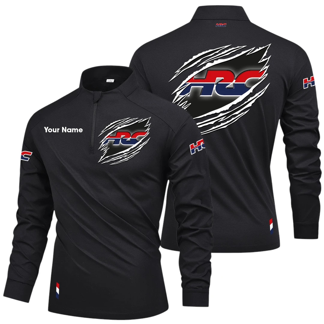 HRC Honda Racing Long Sleeve Shirt, Stand Collar Quarter Zip-up Custom Name HIDI140525Y49LMT05HRC HRC Honda Racing Long Sleeve Shirt, Stand Collar Quarter Zip-up Custom Name HIDI140525Y49LMT05HRC