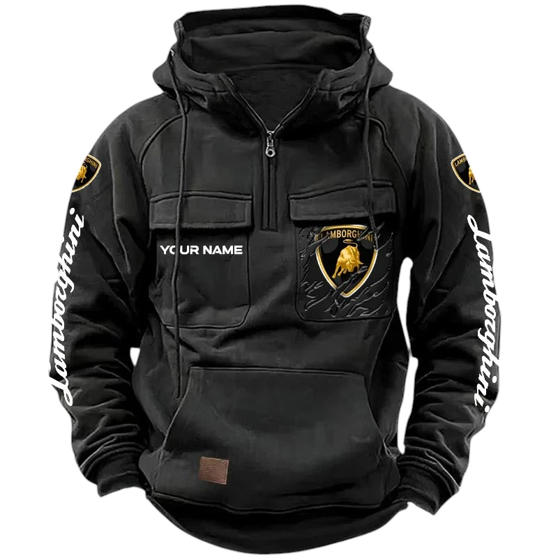 Lamborghini Quarter Zip Hoodie, Sports Hoodie Multi-Pockets, Custom Name HG130525Y41HJRCT1LAM Lamborghini Quarter Zip Hoodie, Sports Hoodie Multi-Pockets, Custom Name HG130525Y41HJRCT1LAM