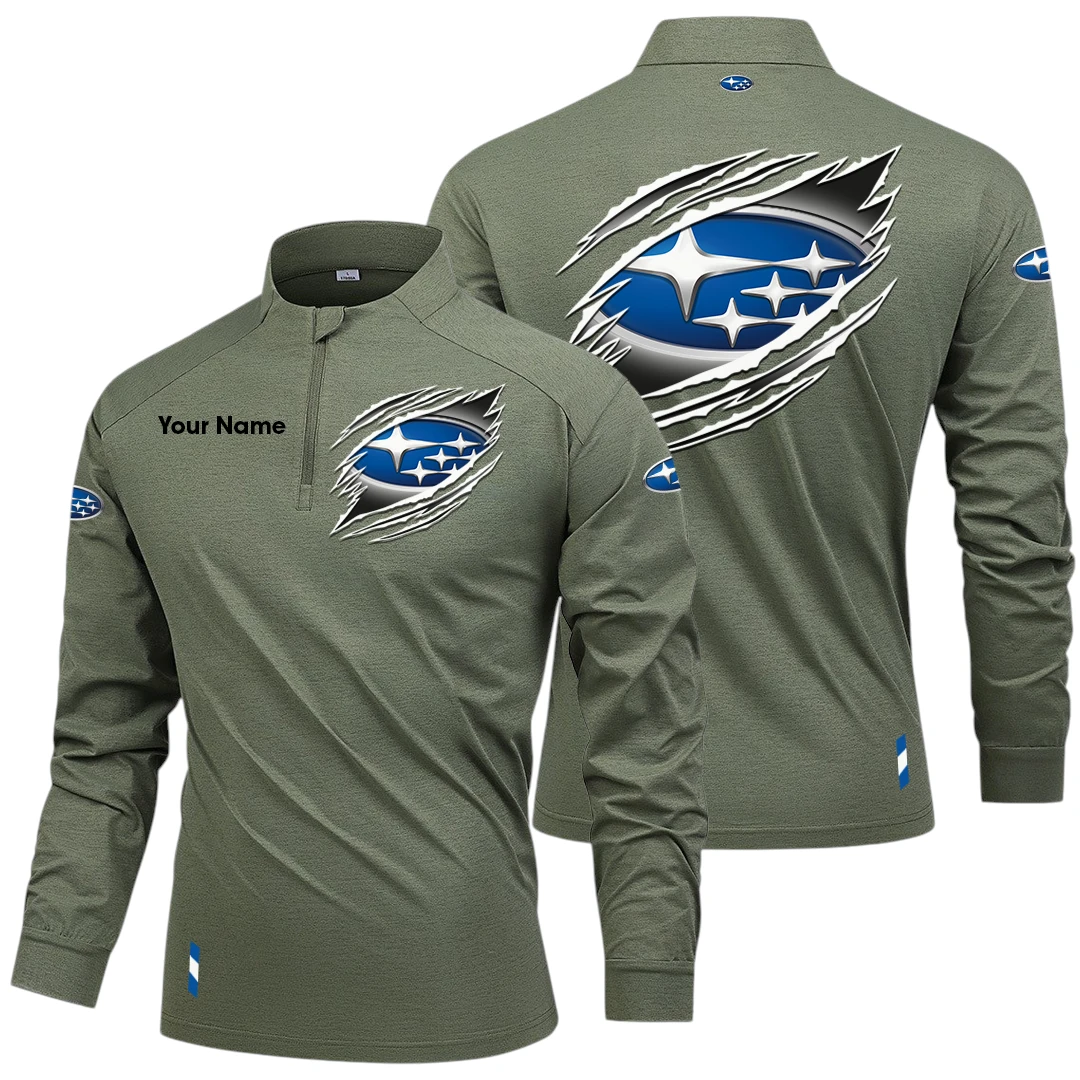 Subaru Long Sleeve Shirt, Stand Collar Quarter Zip-up Custom Name HIDI100525Y49LMT05SUB Subaru Long Sleeve Shirt, Stand Collar Quarter Zip-up Custom Name HIDI100525Y49LMT05SUB