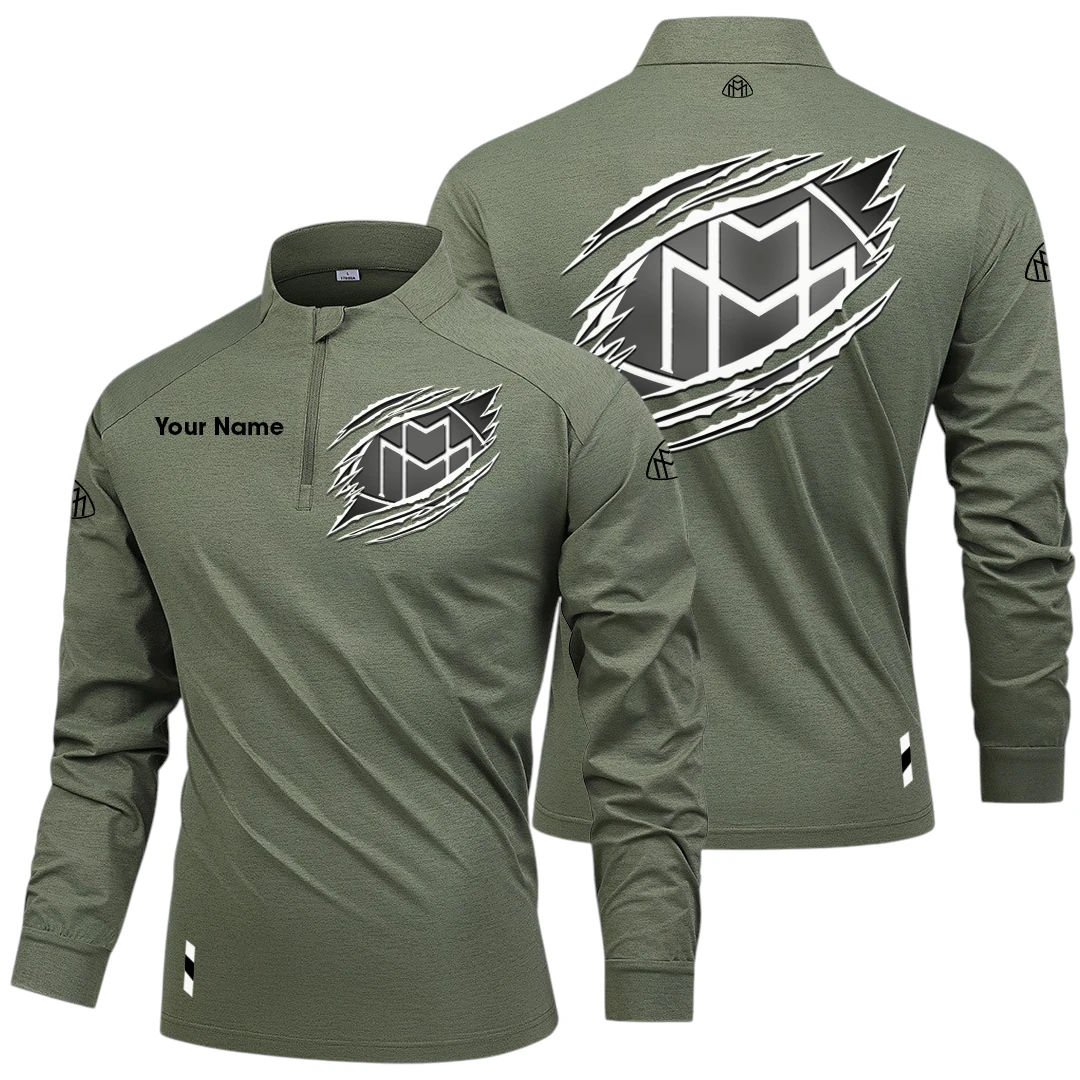 Maybach Long Sleeve Shirt, Stand Collar Quarter Zip-up Custom Name HIDI120525Y49LMT05MAB Maybach Long Sleeve Shirt, Stand Collar Quarter Zip-up Custom Name HIDI120525Y49LMT05MAB