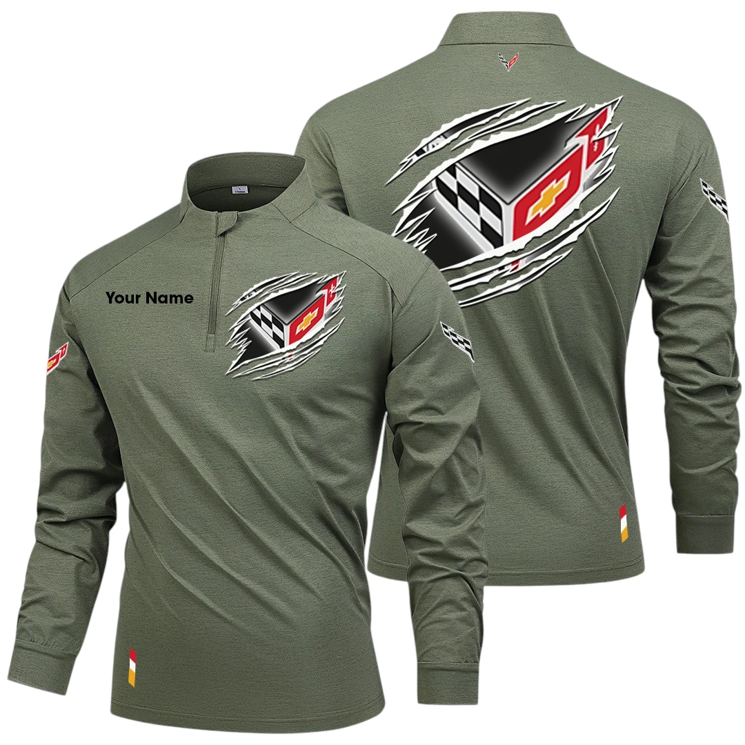 Corvette Racing Long Sleeve Shirt, Stand Collar Quarter Zip-up Custom Name HIDI150525Y49LMT05COV Corvette Racing Long Sleeve Shirt, Stand Collar Quarter Zip-up Custom Name HIDI150525Y49LMT05COV