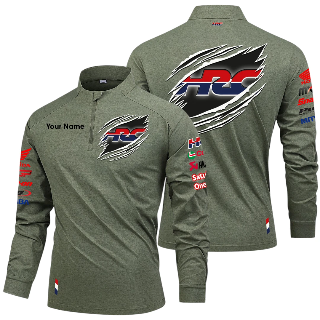 HRC Honda Racing Long Sleeve Shirt, Stand Collar Quarter Zip-up Custom Name HIDI140525Y49LMT05HRC2 HRC Honda Racing Long Sleeve Shirt, Stand Collar Quarter Zip-up Custom Name HIDI140525Y49LMT05HRC2