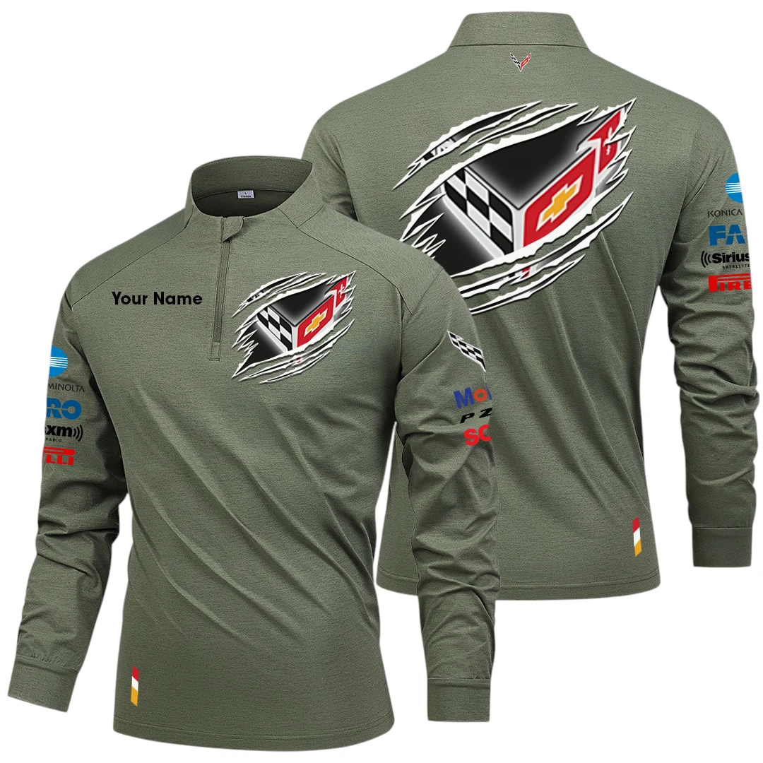 Corvette Racing Long Sleeve Shirt, Stand Collar Quarter Zip-up Custom Name HIDI150525Y49LMT05COV2 Corvette Racing Long Sleeve Shirt, Stand Collar Quarter Zip-up Custom Name HIDI150525Y49LMT05COV2