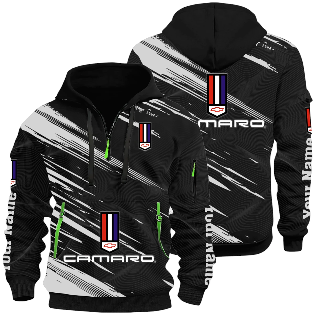 Chevrolet Camaro Half Zip Hoodie All Over Prints, Multi-Pockets Custom Name HIHI050625Y26QZ3HCHC Chevrolet Camaro Half Zip Hoodie All Over Prints, Multi-Pockets Custom Name HIHI050625Y26QZ3HCHC