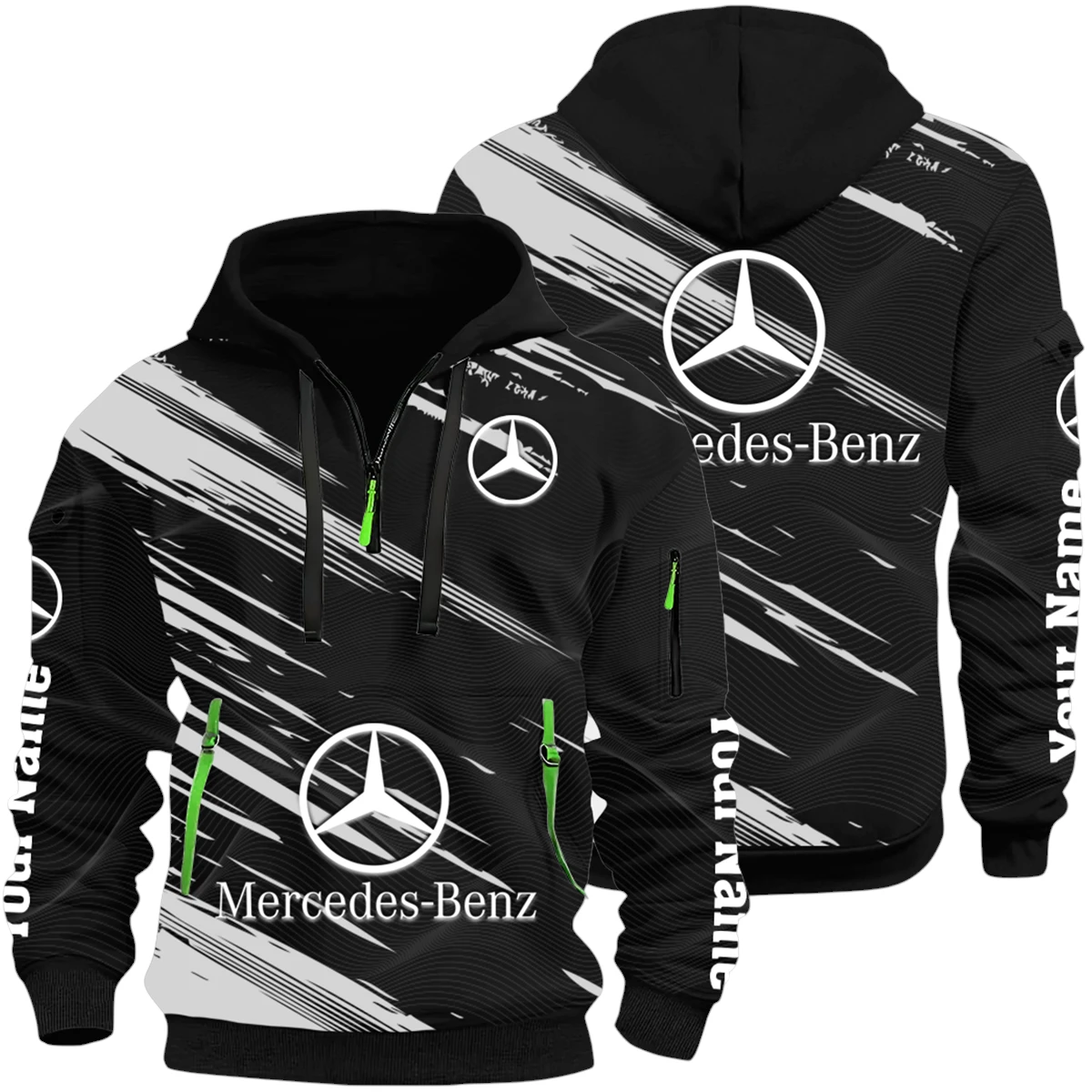 Mercedes-Benz Half Zip Hoodie All Over Prints, Multi-Pockets Custom Name HIHI120625Y26QZ3HMEB Mercedes-Benz Half Zip Hoodie All Over Prints, Multi-Pockets Custom Name HIHI120625Y26QZ3HMEB