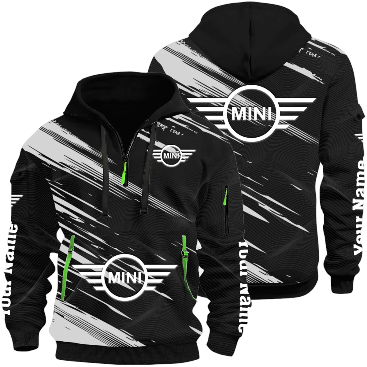 MINI Half Zip Hoodie All Over Prints, Multi-Pockets Custom Name HIHI120625Y26QZ3HMIN MINI Half Zip Hoodie All Over Prints, Multi-Pockets Custom Name HIHI120625Y26QZ3HMIN