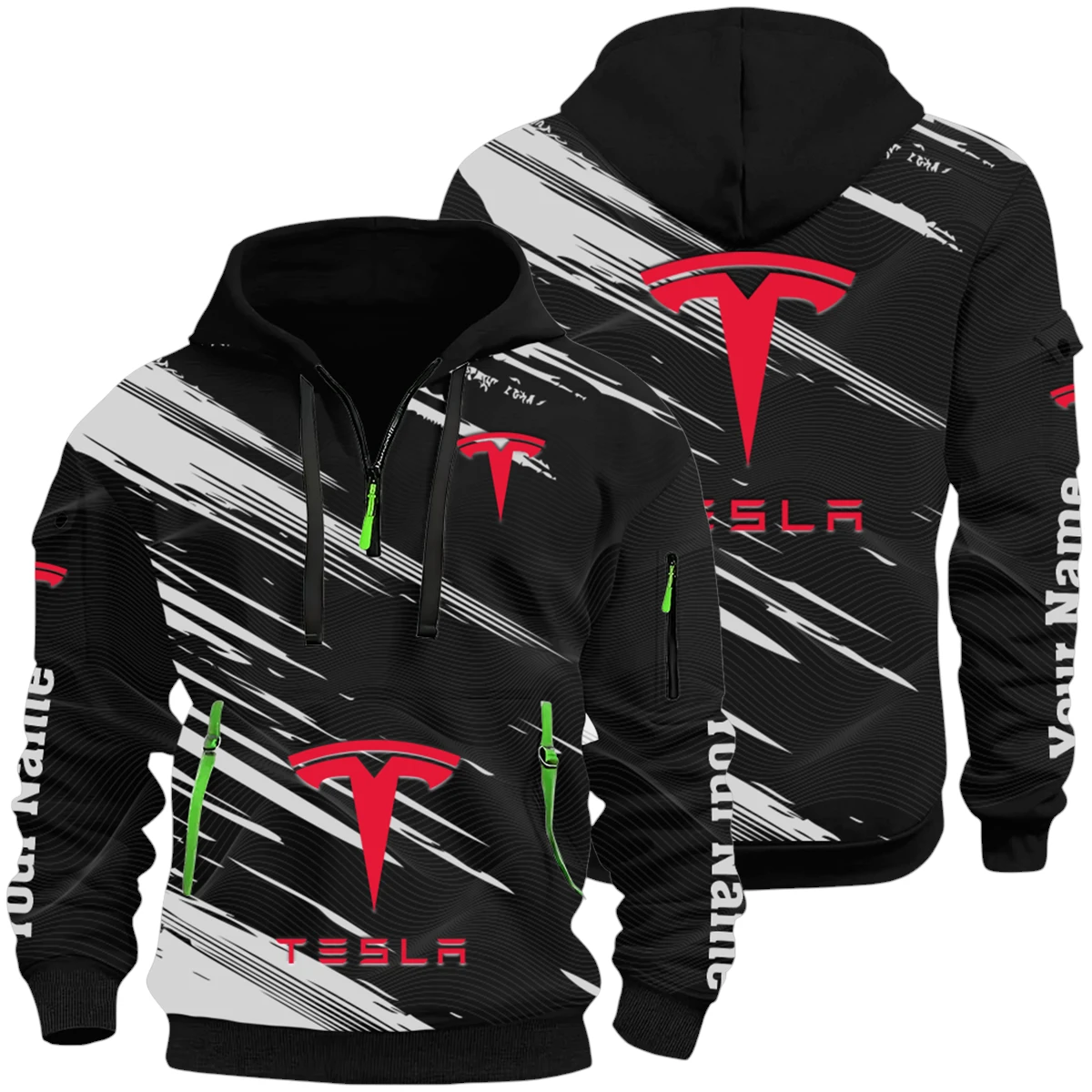 Tesla Half Zip Hoodie All Over Prints, Multi-Pockets Custom Name HIHI130625Y26QZ3HTES Tesla Half Zip Hoodie All Over Prints, Multi-Pockets Custom Name HIHI130625Y26QZ3HTES