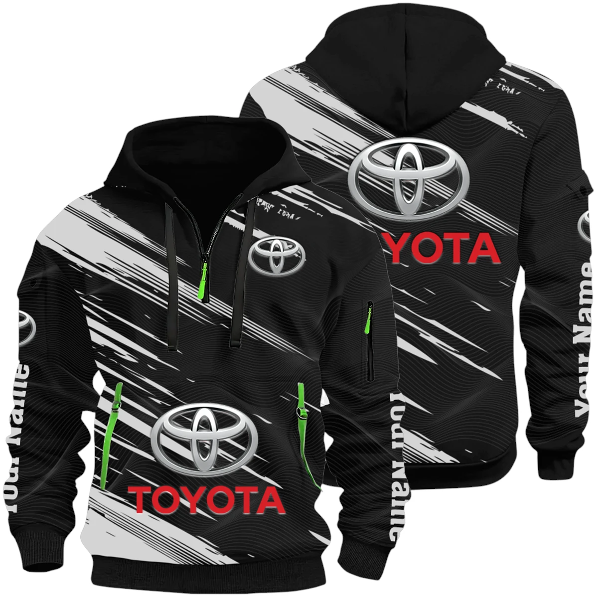 Toyota Half Zip Hoodie All Over Prints, Multi-Pockets Custom Name HIHI130625Y26QZ3HTOY Toyota Half Zip Hoodie All Over Prints, Multi-Pockets Custom Name HIHI130625Y26QZ3HTOY
