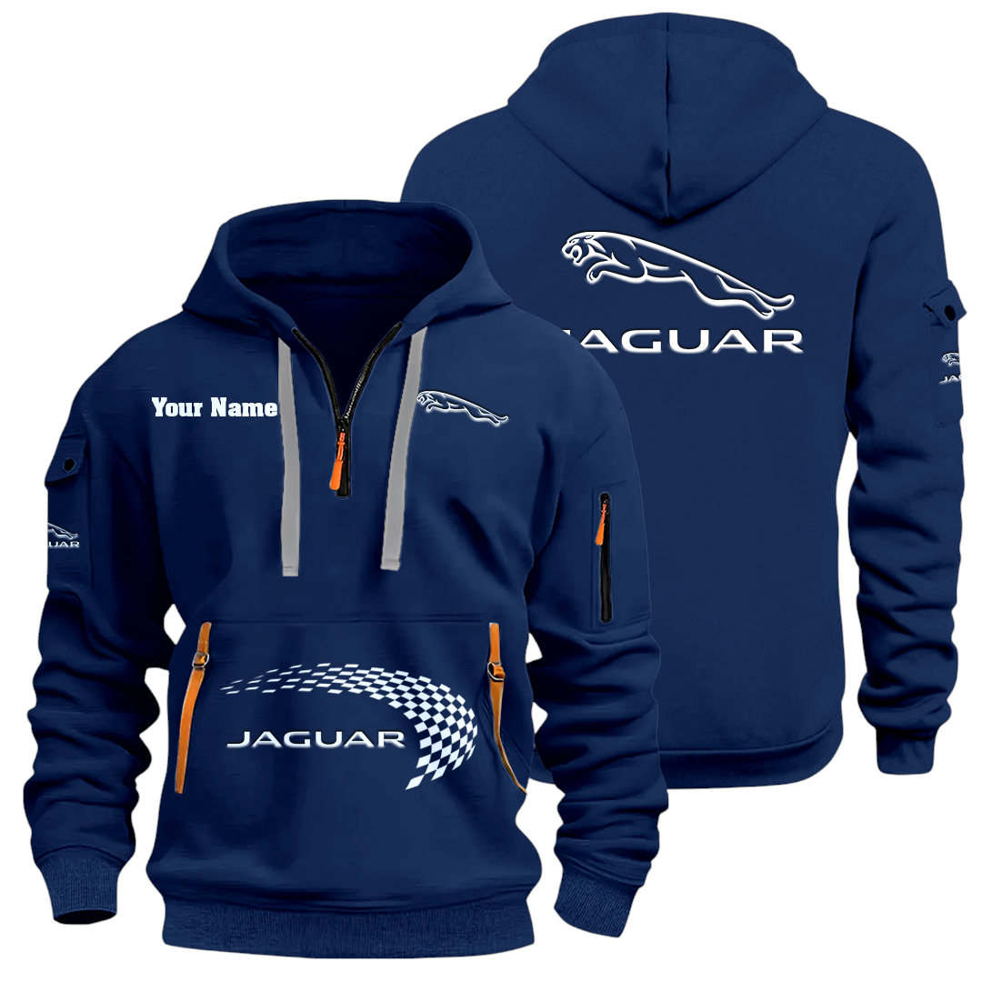 Jaguar Half Zip Hoodie Sports Hooded Multi-Pockets Custom Name Jaguar Half Zip Hoodie Sports Hooded Multi-Pockets Custom Name