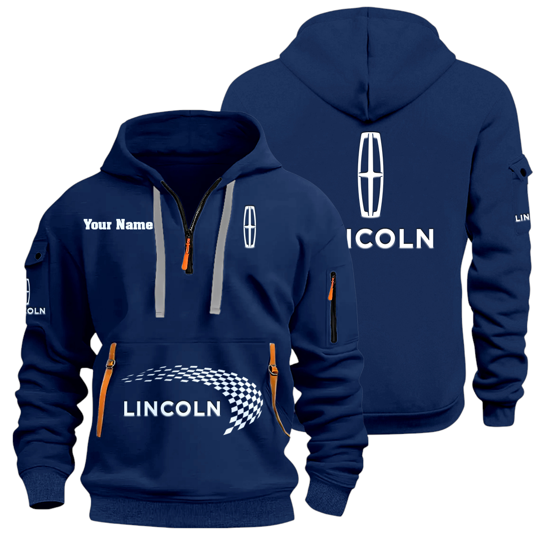 Lincoln Half Zip Hoodie Sports Hooded Multi-Pockets Custom Name Lincoln Half Zip Hoodie Sports Hooded Multi-Pockets Custom Name