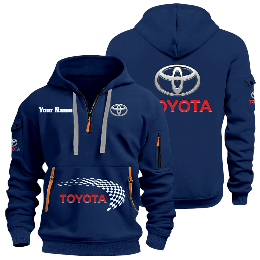 Toyota Half Zip Hoodie Sports Hooded Multi-Pockets Custom Name Toyota Half Zip Hoodie Sports Hooded Multi-Pockets Custom Name