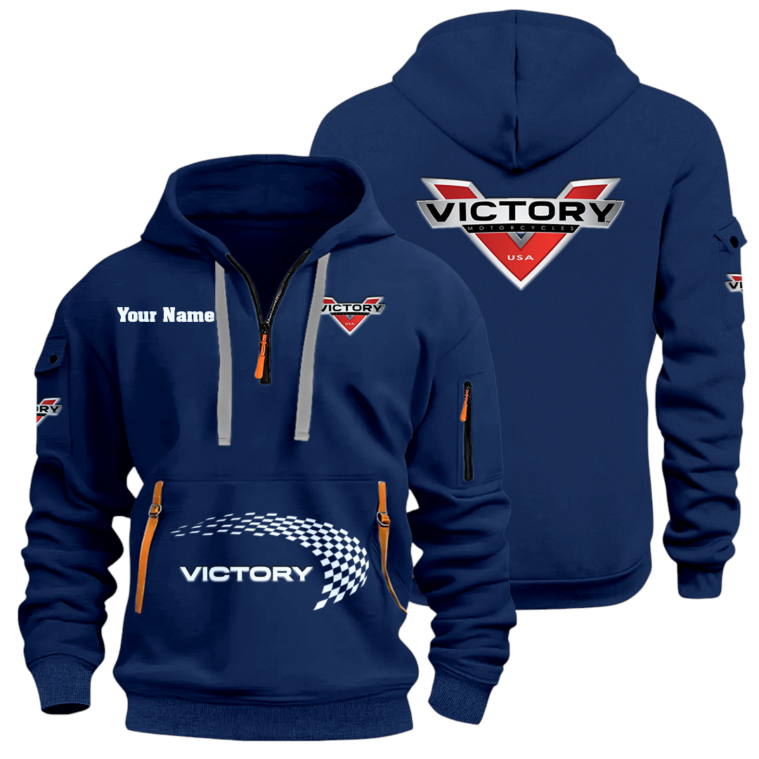 Victory Motorcycles Half Zip Hoodie Sports Hooded Multi-Pockets Custom Name Victory Motorcycles Half Zip Hoodie Sports Hooded Multi-Pockets Custom Name
