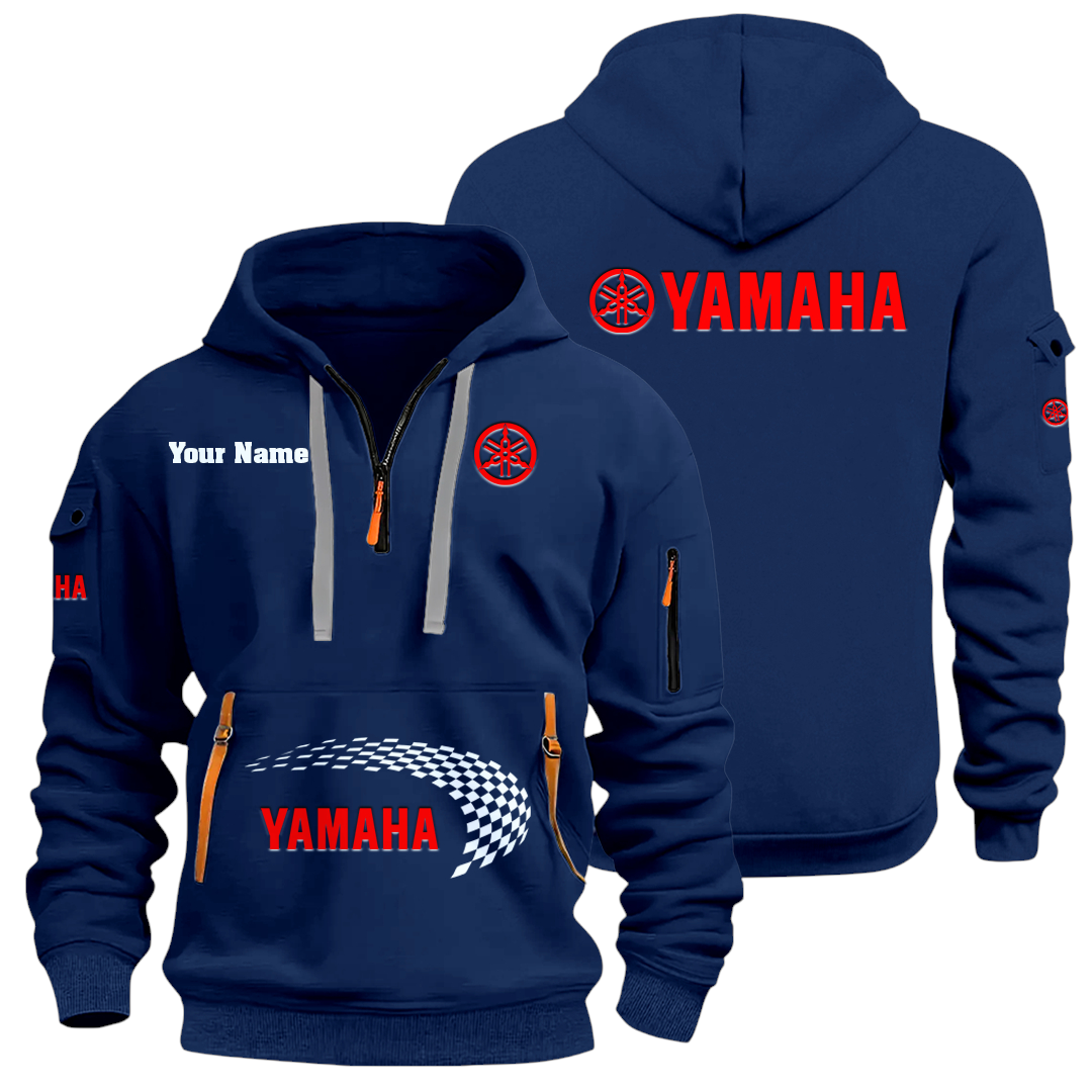 Yamaha Half Zip Hoodie Sports Hooded Multi-Pockets Custom Name Yamaha Half Zip Hoodie Sports Hooded Multi-Pockets Custom Name