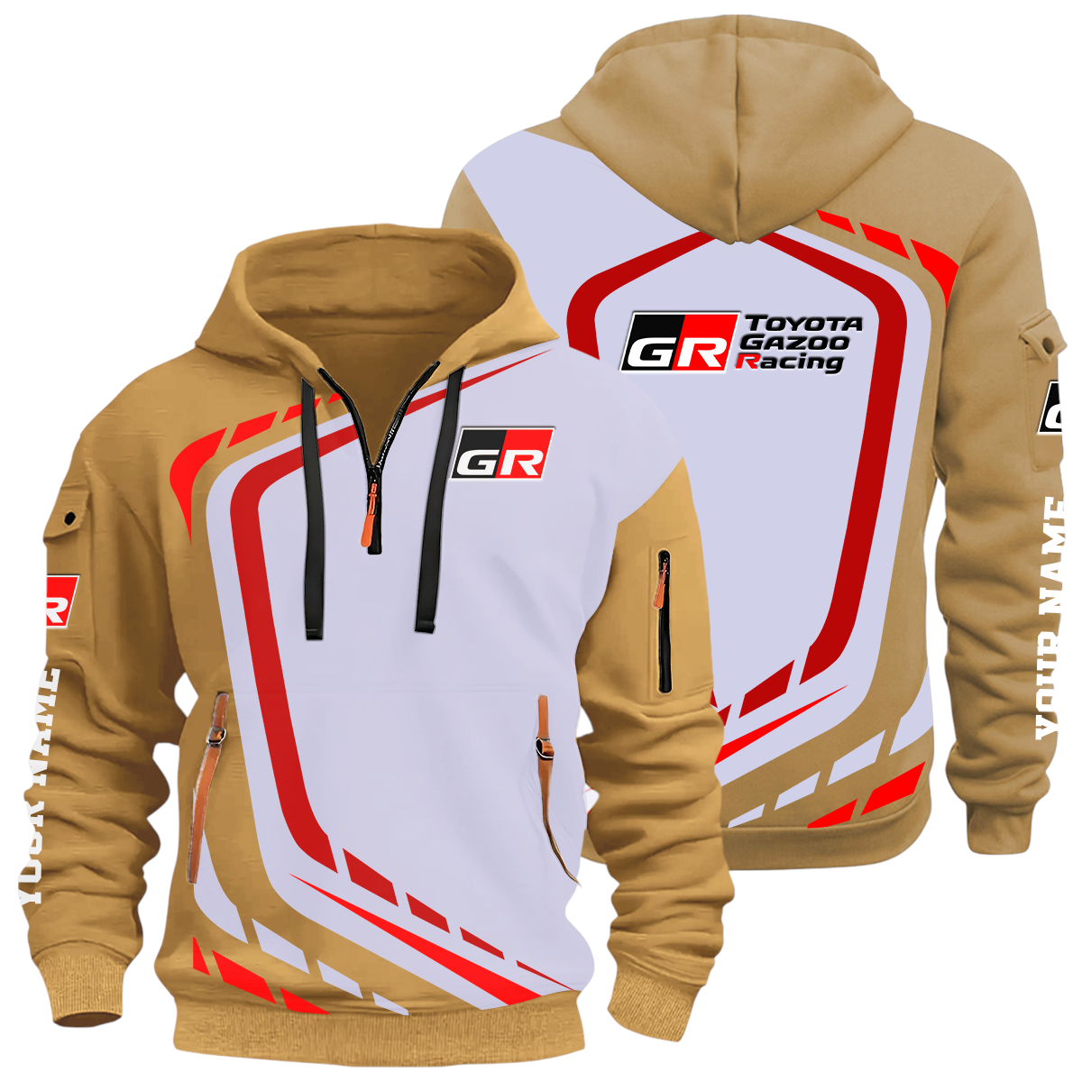 Toyota Gazoo Racing Half Zip Hoodie All Over Prints Multi-Pockets Custom Name Toyota Gazoo Racing Half Zip Hoodie All Over Prints Multi-Pockets Custom Name
