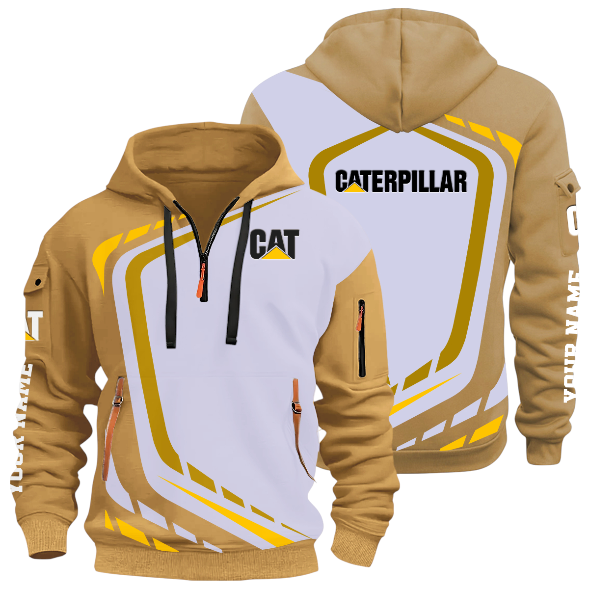 Caterpillar Half Zip Hoodie All Over Prints Multi-Pockets Custom Name Caterpillar Half Zip Hoodie All Over Prints Multi-Pockets Custom Name