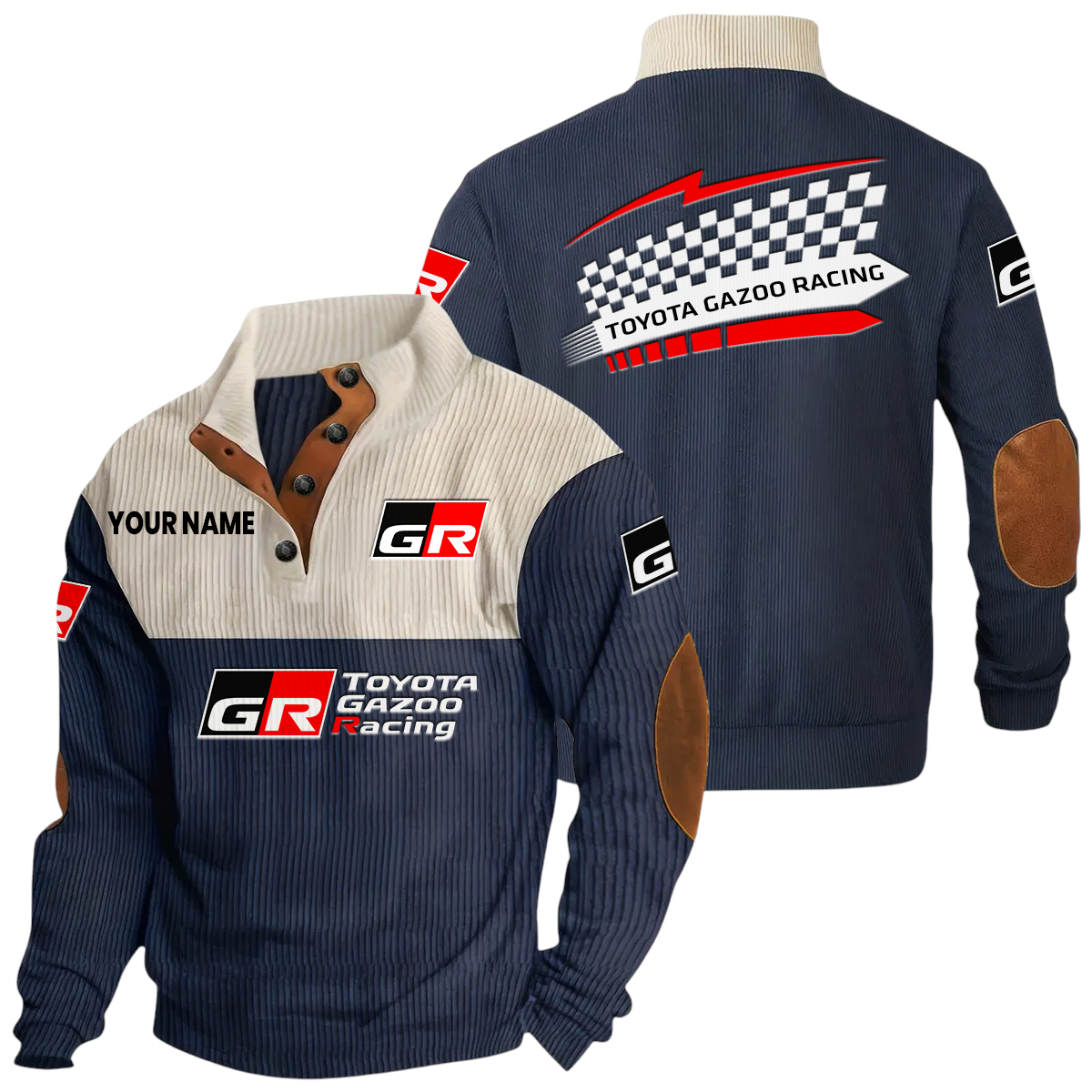 Toyota Gazoo Racing Exclusive Logo Knitted Ribbed Corduroy Sweatshirt Stand Collar Custom Name Toyota Gazoo Racing Exclusive Logo Knitted Ribbed Corduroy Sweatshirt Stand Collar Custom Name