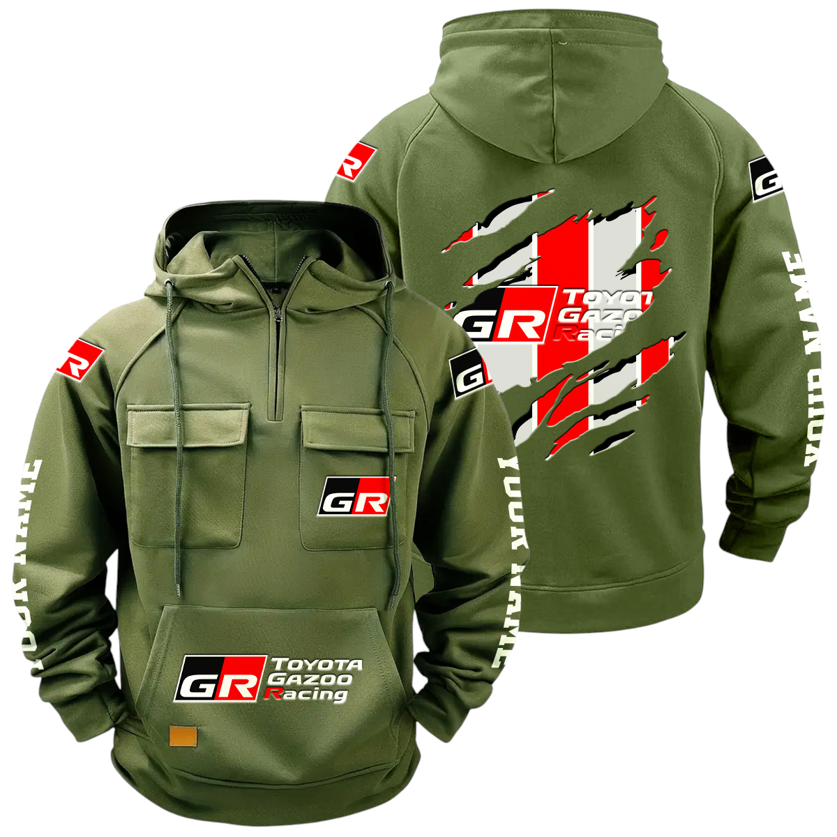 Toyota Gazoo Racing Quarter Zip Hoodie Multi-Pockets Custom Name Toyota Gazoo Racing Quarter Zip Hoodie Multi-Pockets Custom Name