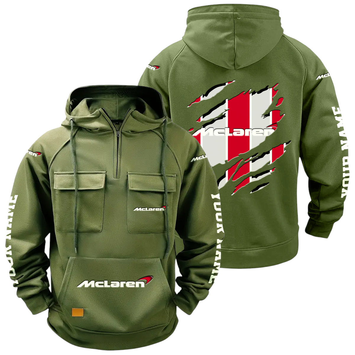 McLaren Quarter Zip Hoodie Multi-Pockets Custom Name McLaren Quarter Zip Hoodie Multi-Pockets Custom Name