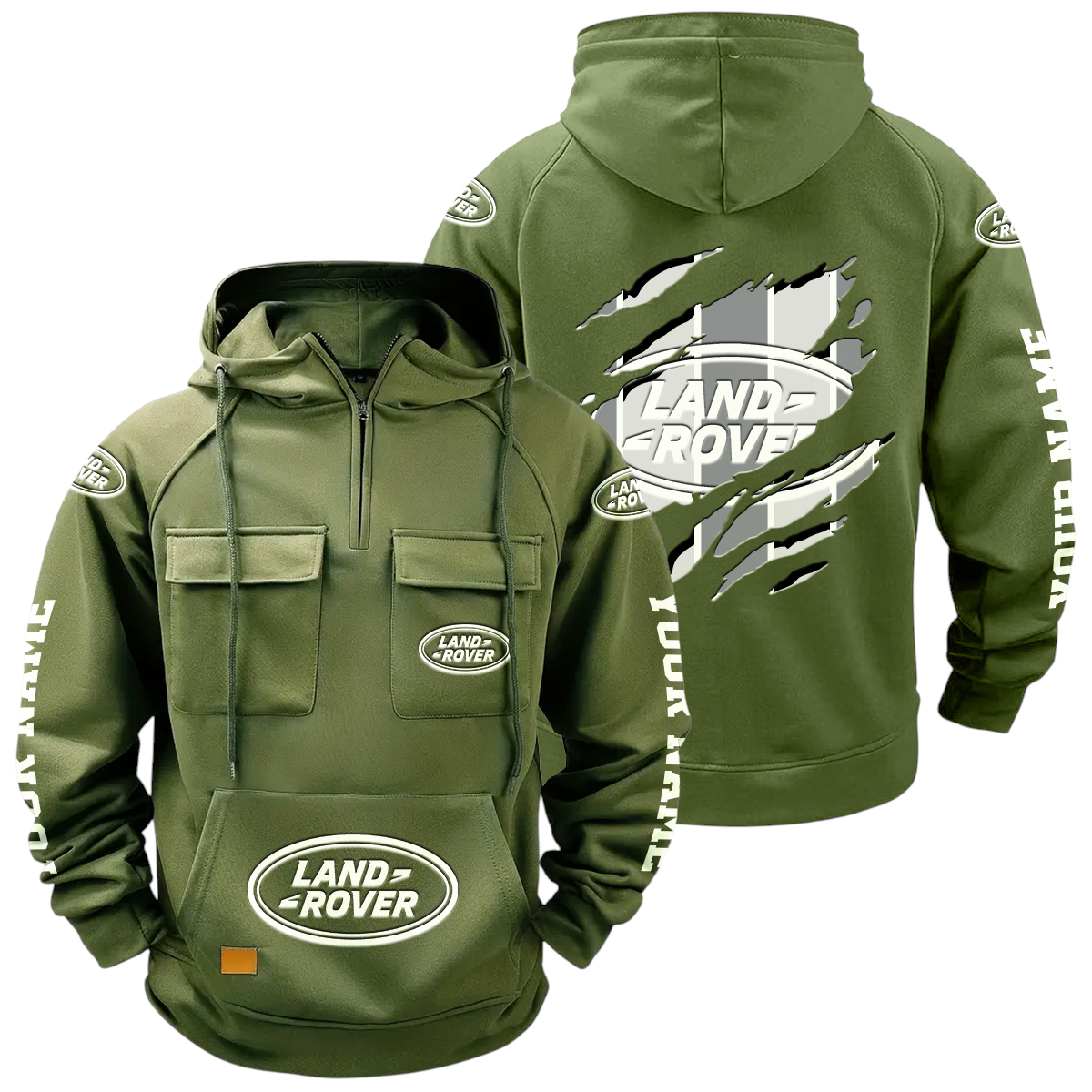 Land Rover Quarter Zip Hoodie Multi-Pockets Custom Name Land Rover Quarter Zip Hoodie Multi-Pockets Custom Name