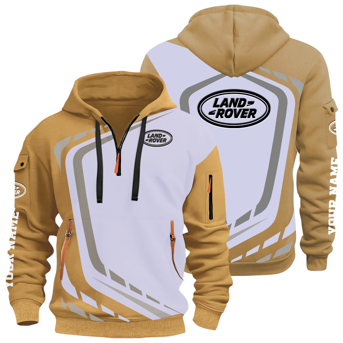 Land Rover Half Zip Hoodie All Over Prints Multi-Pockets Custom Name Land Rover Half Zip Hoodie All Over Prints Multi-Pockets Custom Name
