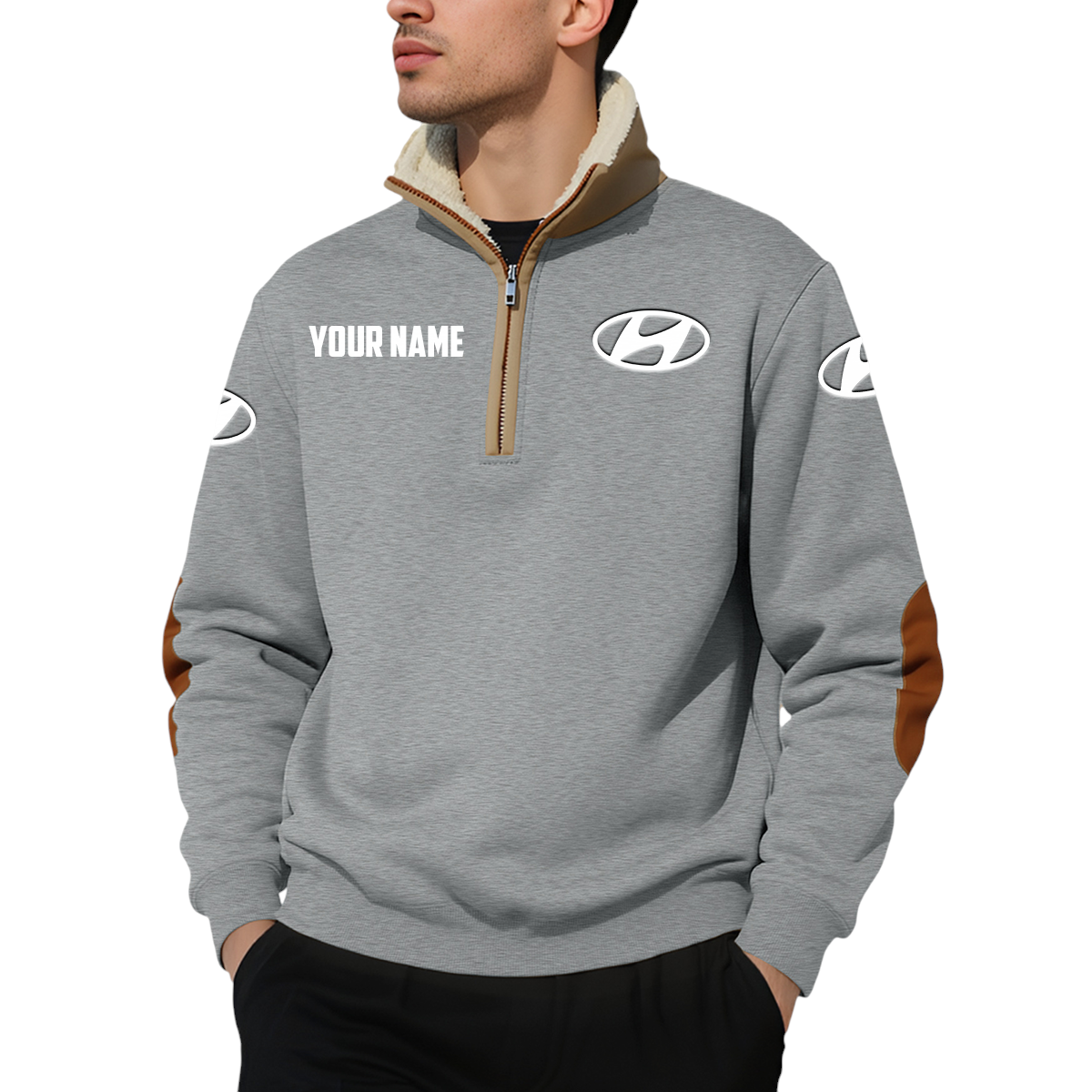 Hyundai Motorsport Racing Quarter Zip Sweatshirt Fleece-Lined Collar Custom Name Hyundai Motorsport Racing Quarter Zip Sweatshirt Fleece-Lined Collar Custom Name