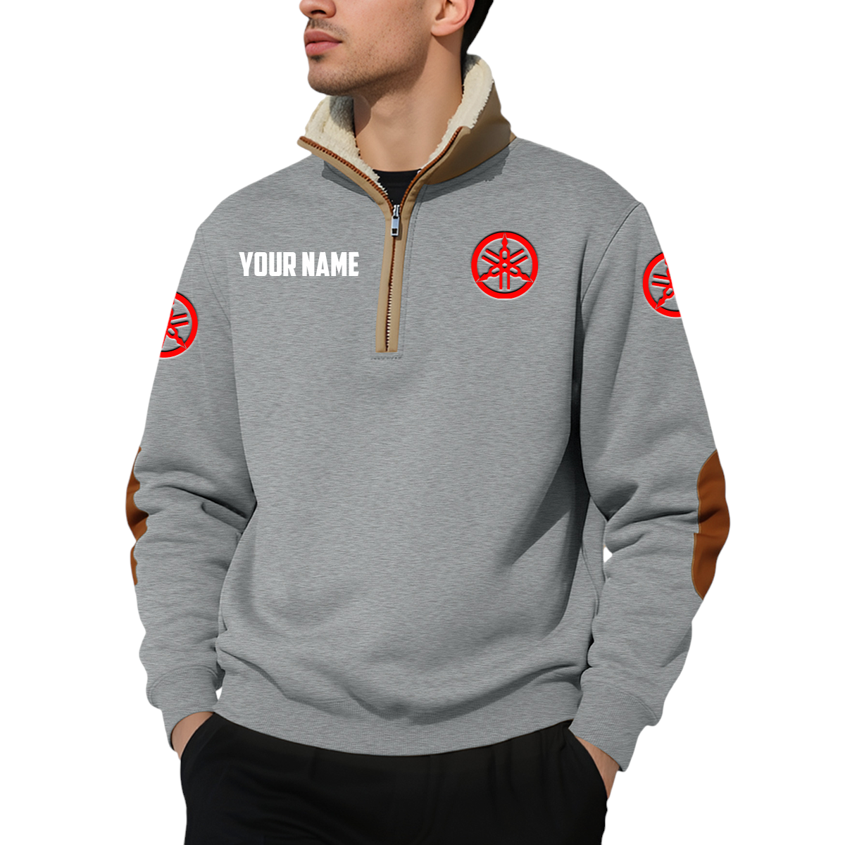 Yamaha Motor Quarter Zip Sweatshirt Fleece-Lined Collar Custom Name Yamaha Motor Quarter Zip Sweatshirt Fleece-Lined Collar Custom Name