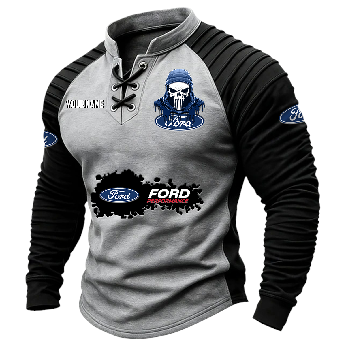 Ford Performance Racing Vintage Lace-Up Long Sleeve Shirt Custom Text Ford Performance Racing Vintage Lace-Up Long Sleeve Shirt Custom Text