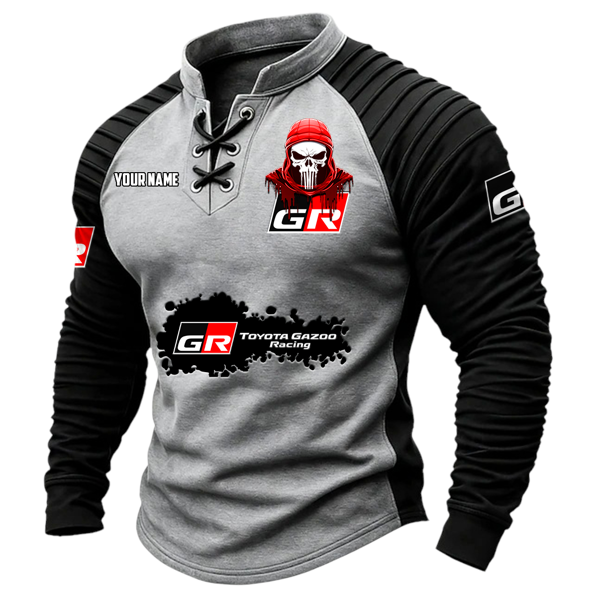 Toyota Gazoo Racing Vintage Lace-Up Long Sleeve Shirt Custom Text Toyota Gazoo Racing Vintage Lace-Up Long Sleeve Shirt Custom Text