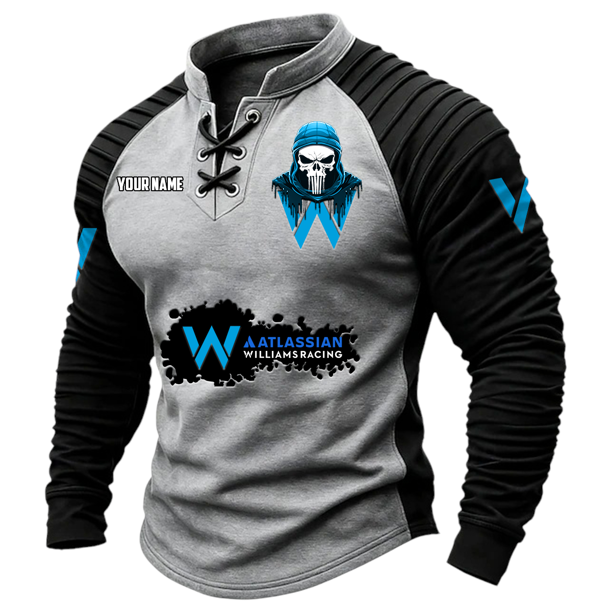 Williams Racing Toyota Gazoo Racing Vintage Lace-Up Long Sleeve Shirt Custom Text Williams Racing Toyota Gazoo Racing Vintage Lace-Up Long Sleeve Shirt Custom Text