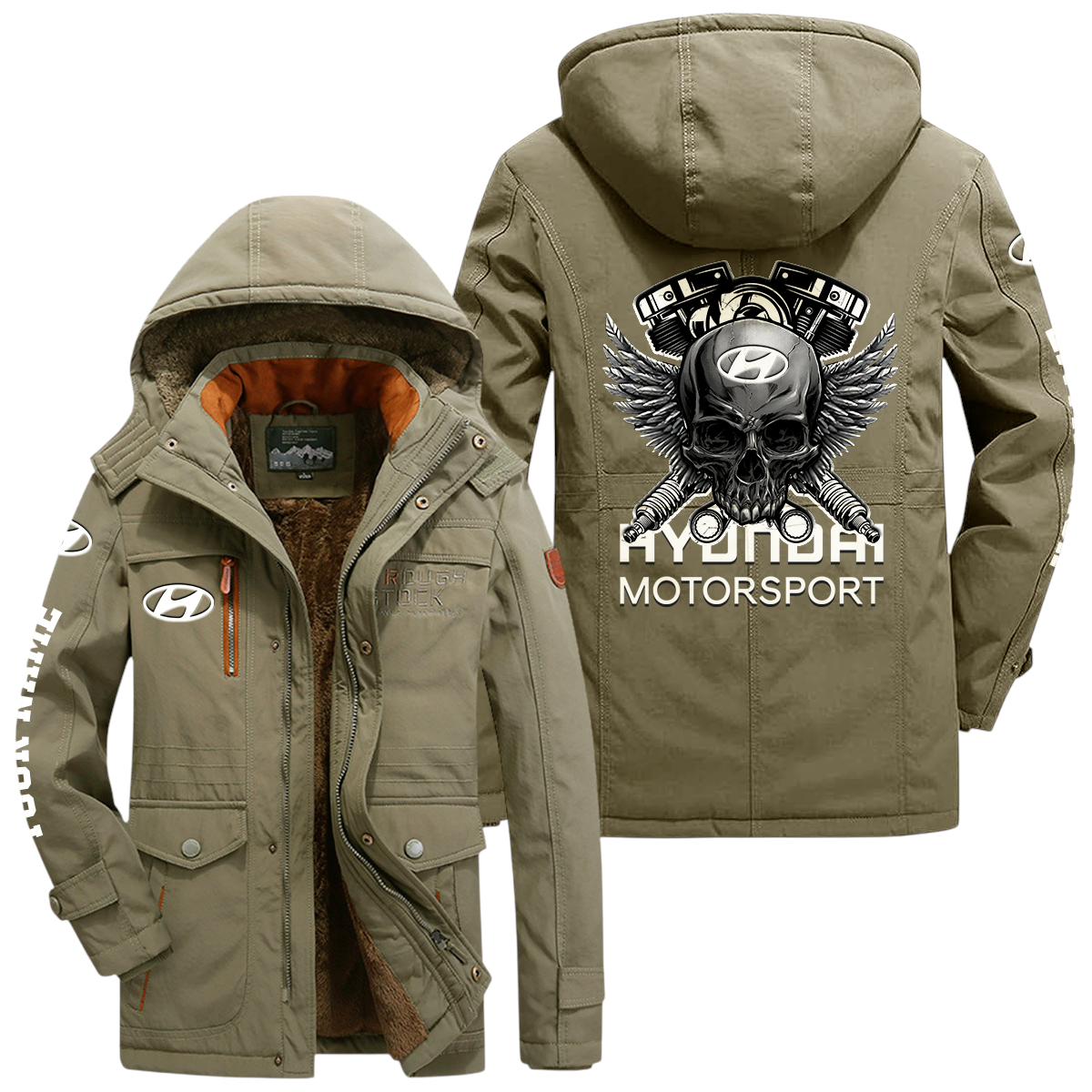 Hyundai Motorsport Racing Windproof Jacket Heavy Duty Fleece Lined Hooded Coat Custom Your Name Hyundai Motorsport Racing Windproof Jacket Heavy Duty Fleece Lined Hooded Coat Custom Your Name