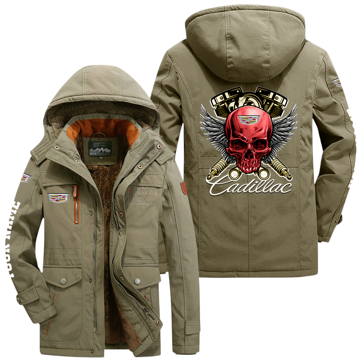 Cadillac Windproof Jacket Heavy Duty Fleece Lined Hooded Coat Custom Your Name Cadillac Windproof Jacket Heavy Duty Fleece Lined Hooded Coat Custom Your Name