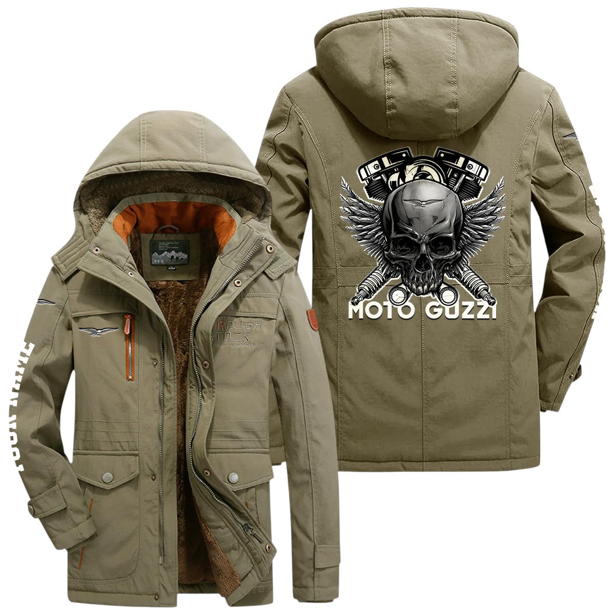 Moto Guzzi Windproof Jacket Heavy Duty Fleece Lined Hooded Coat Custom Your Name Moto Guzzi Windproof Jacket Heavy Duty Fleece Lined Hooded Coat Custom Your Name