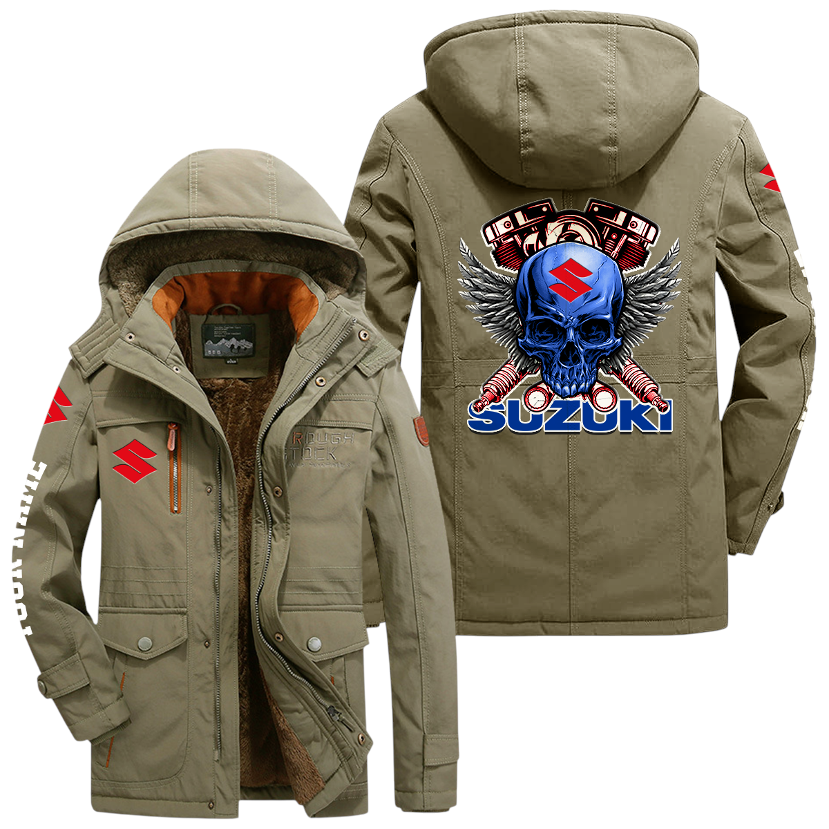 Suzuki Windproof Jacket Heavy Duty Fleece Lined Hooded Coat Custom Your Name Suzuki Windproof Jacket Heavy Duty Fleece Lined Hooded Coat Custom Your Name